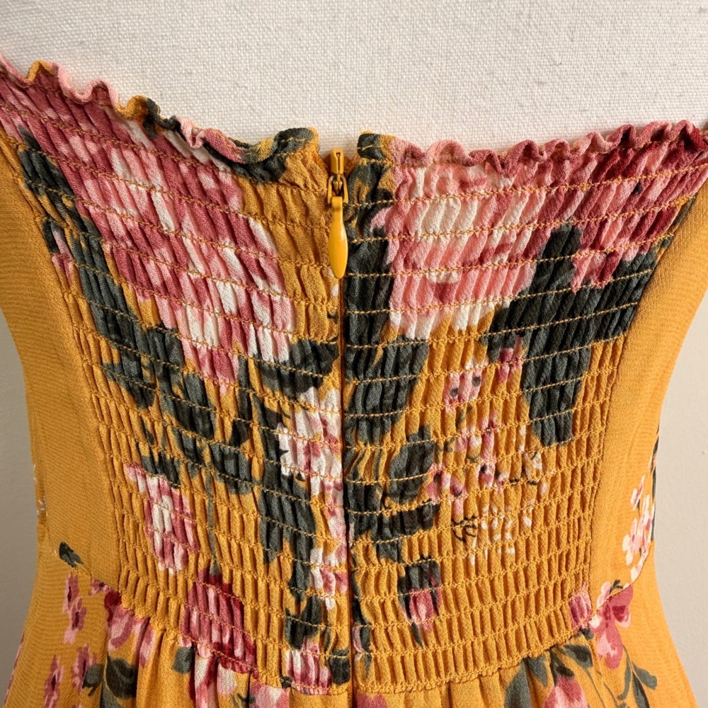 Reformation Jasen Dress Anjelica Yellow Floral Tie Strap Maxi Dress Size 6 - Picture 12 of 12